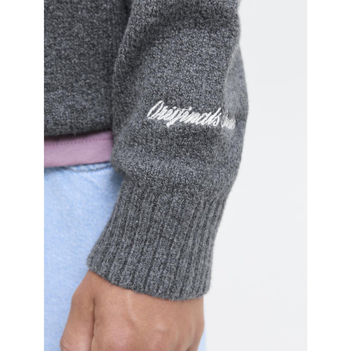 Jack & Jones Junior Dark Grey Melange Jornorrebro Strikk Crew Neck Ln Jnr