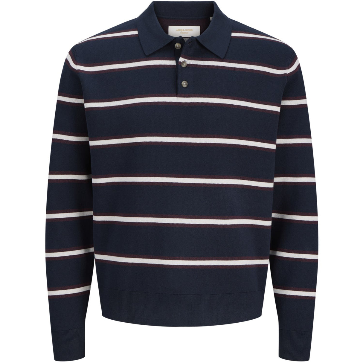 Jack & Jones Junior Sky Captain Sea Salt / Chocolate Truffle Joratocha Strikk Stripe Polo Jnr