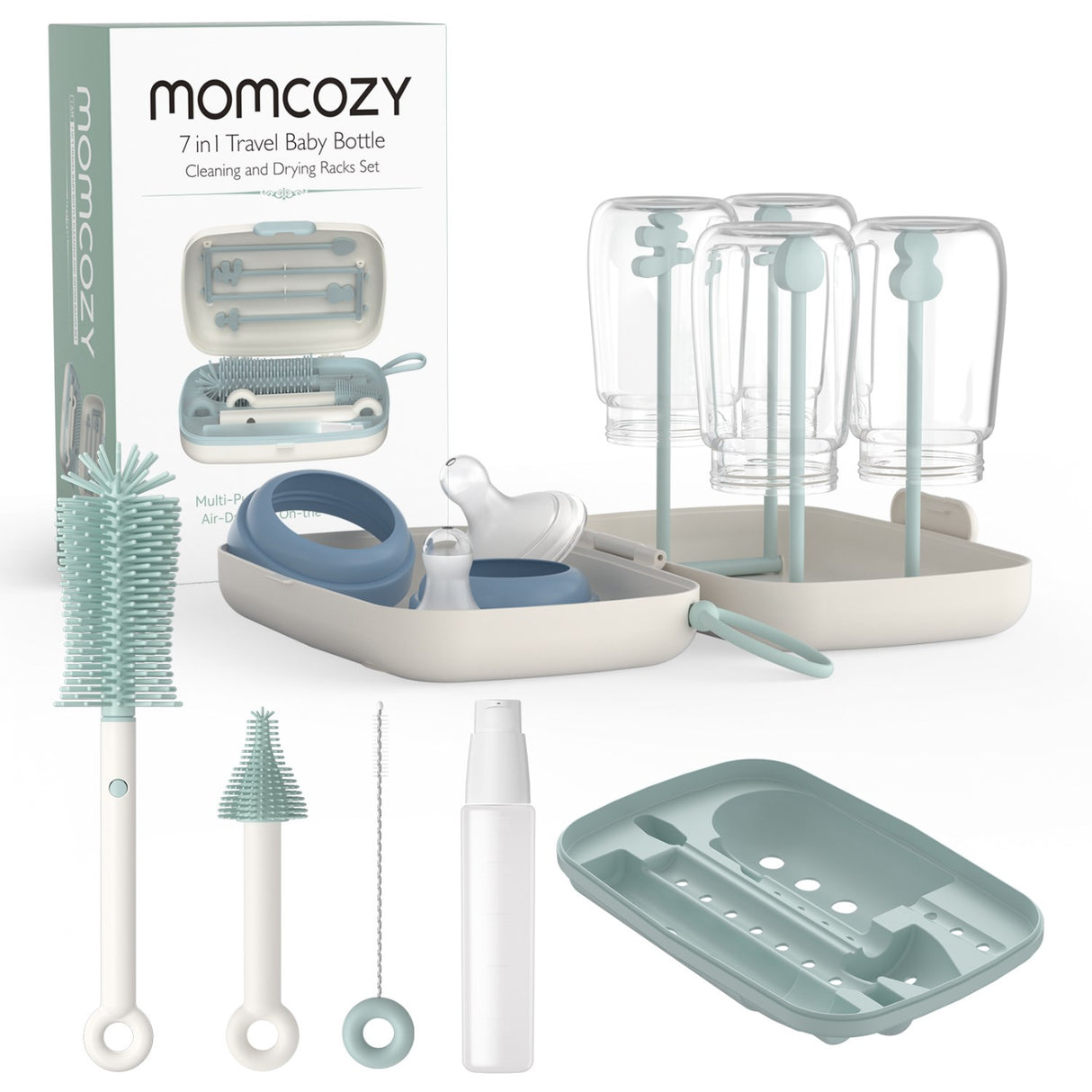 Momcozy Green 7 In 1 Baby Flaske Brush Sett
