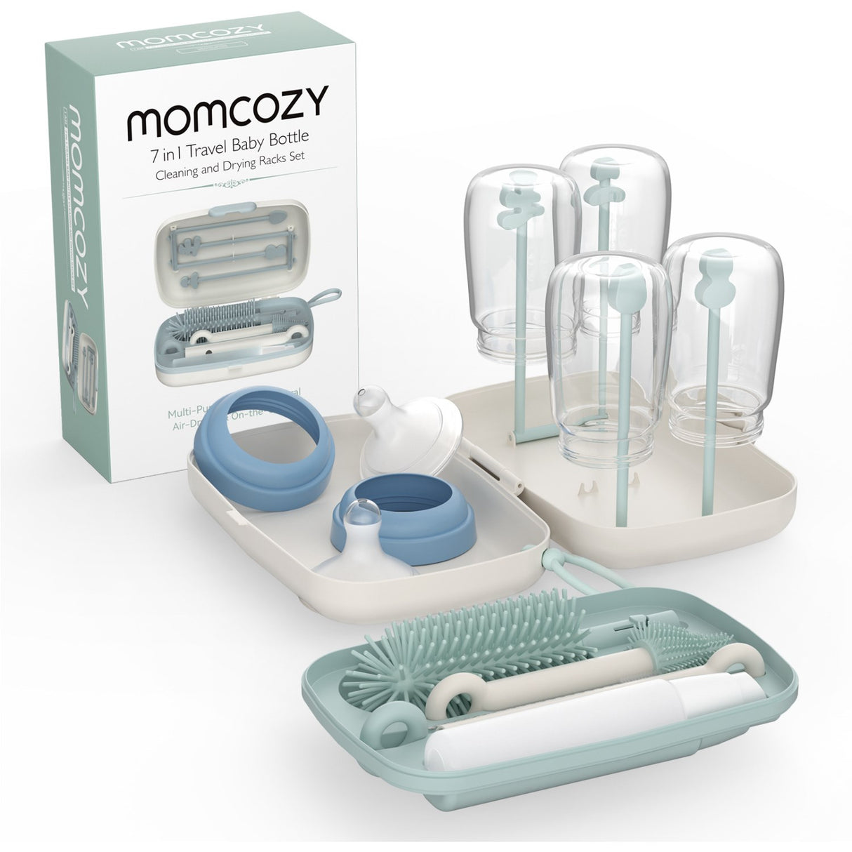 Momcozy Green 7 In 1 Baby Flaske Brush Sett