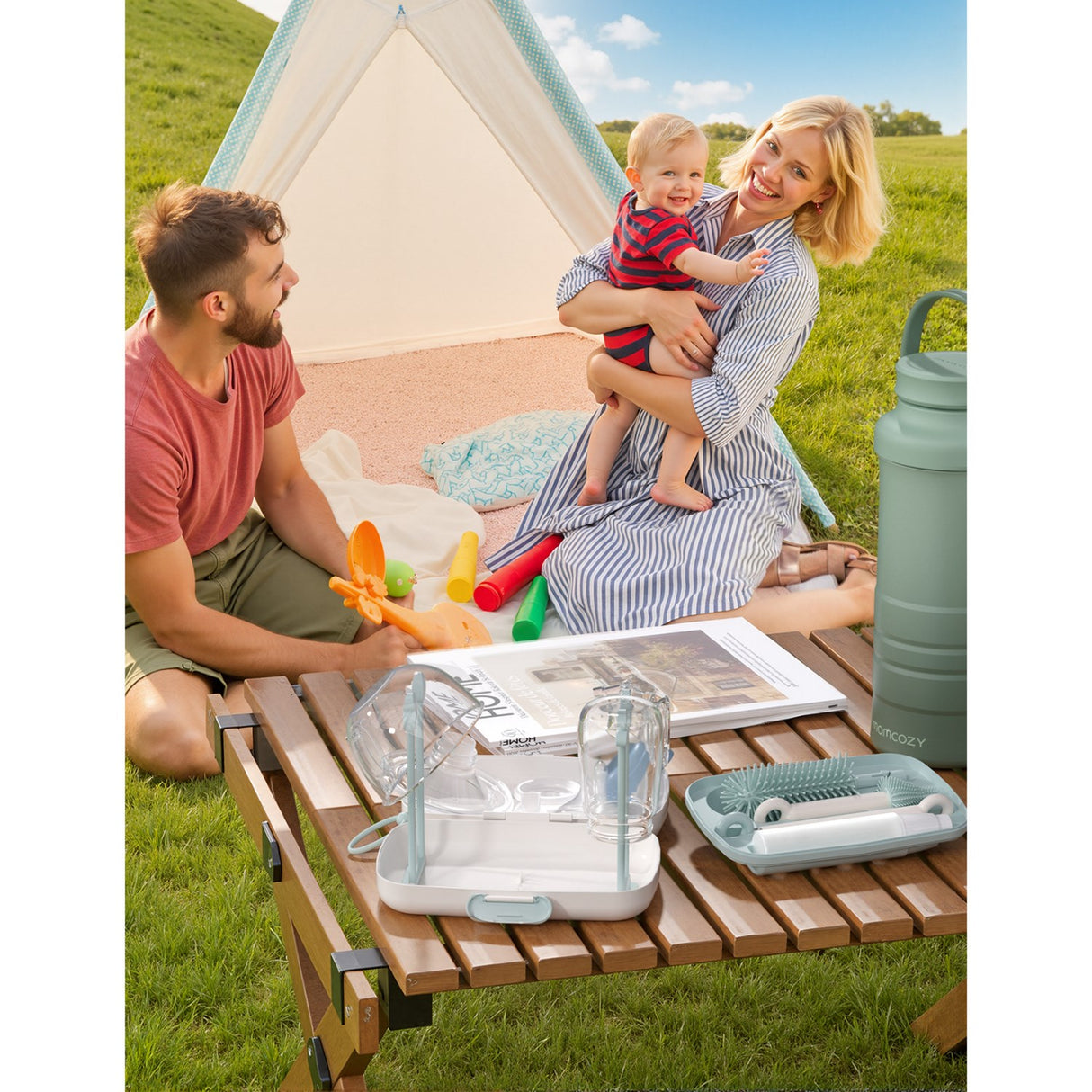 Momcozy Green 7 In 1 Baby Flaske Brush Sett