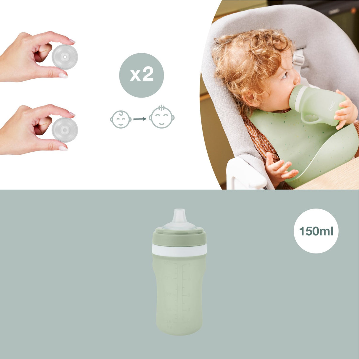 Babymoov Green Silikon Water Flaske