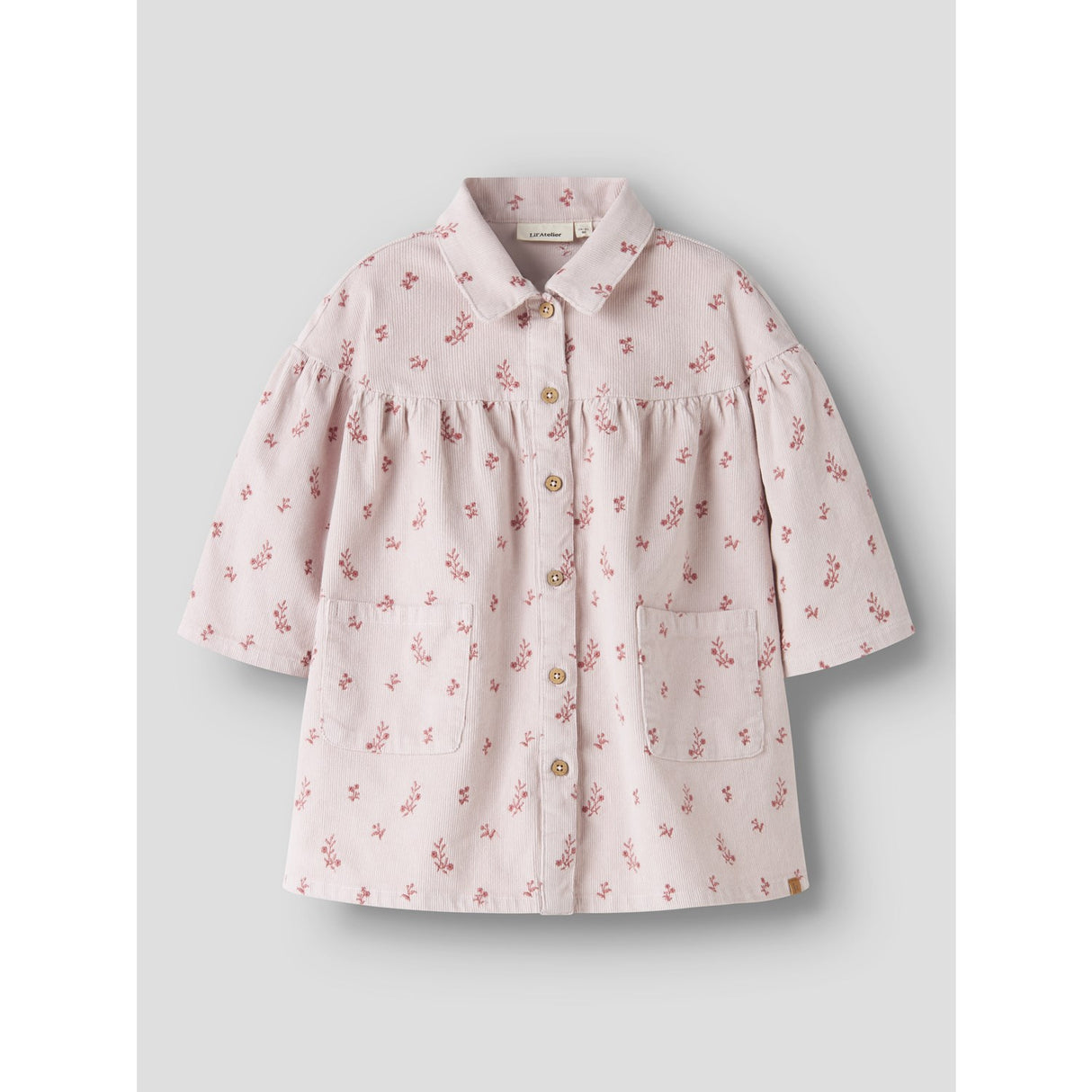 Lil'Atelier Hushed Violet Flower Emb Nmfnelly Cord Ls Loose Kjole 1145-Hc Lil