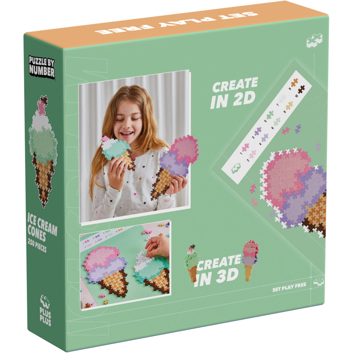 Plus-Plus Puslespill By Number Ice Cream Cones 250pcs