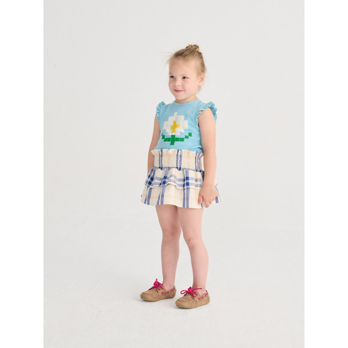 Bobo Choses Offwhite Fun Tartan Woven Skjørt