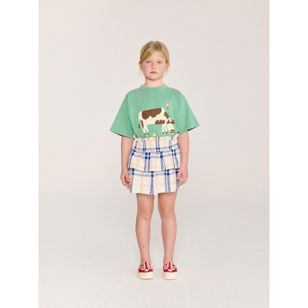 Bobo Choses Offwhite Fun Tartan Woven Skjørt