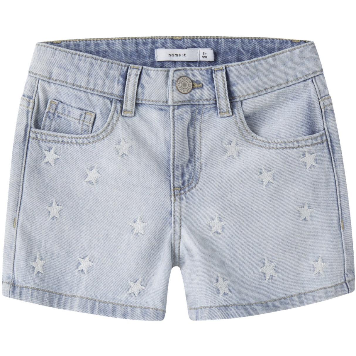 Name It Light Blue Bleached Denim Stars Nkfbella Reg Dnm Shorts 3674-Be Noos