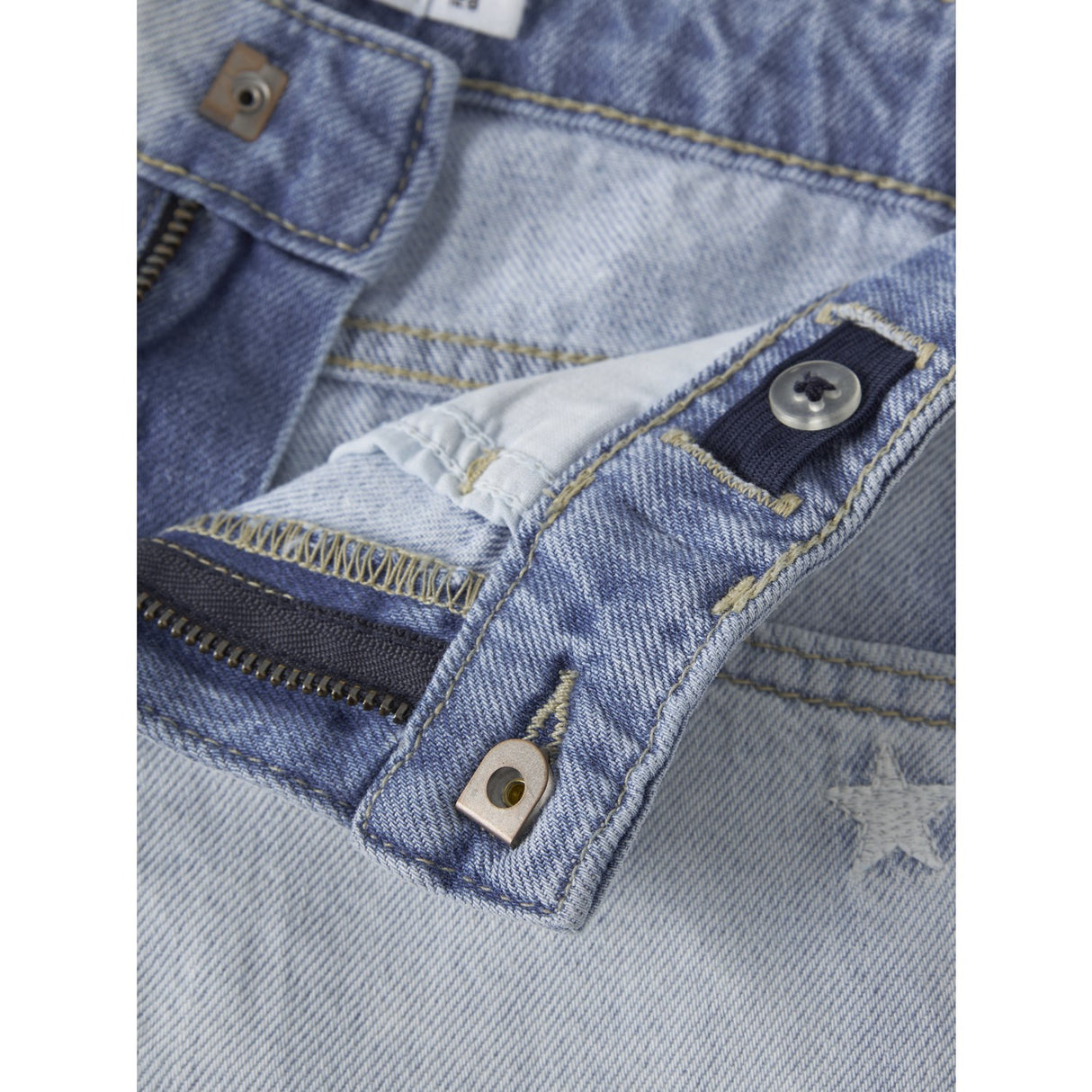 Name It Light Blue Bleached Denim Stars Nkfbella Reg Dnm Shorts 3674-Be Noos
