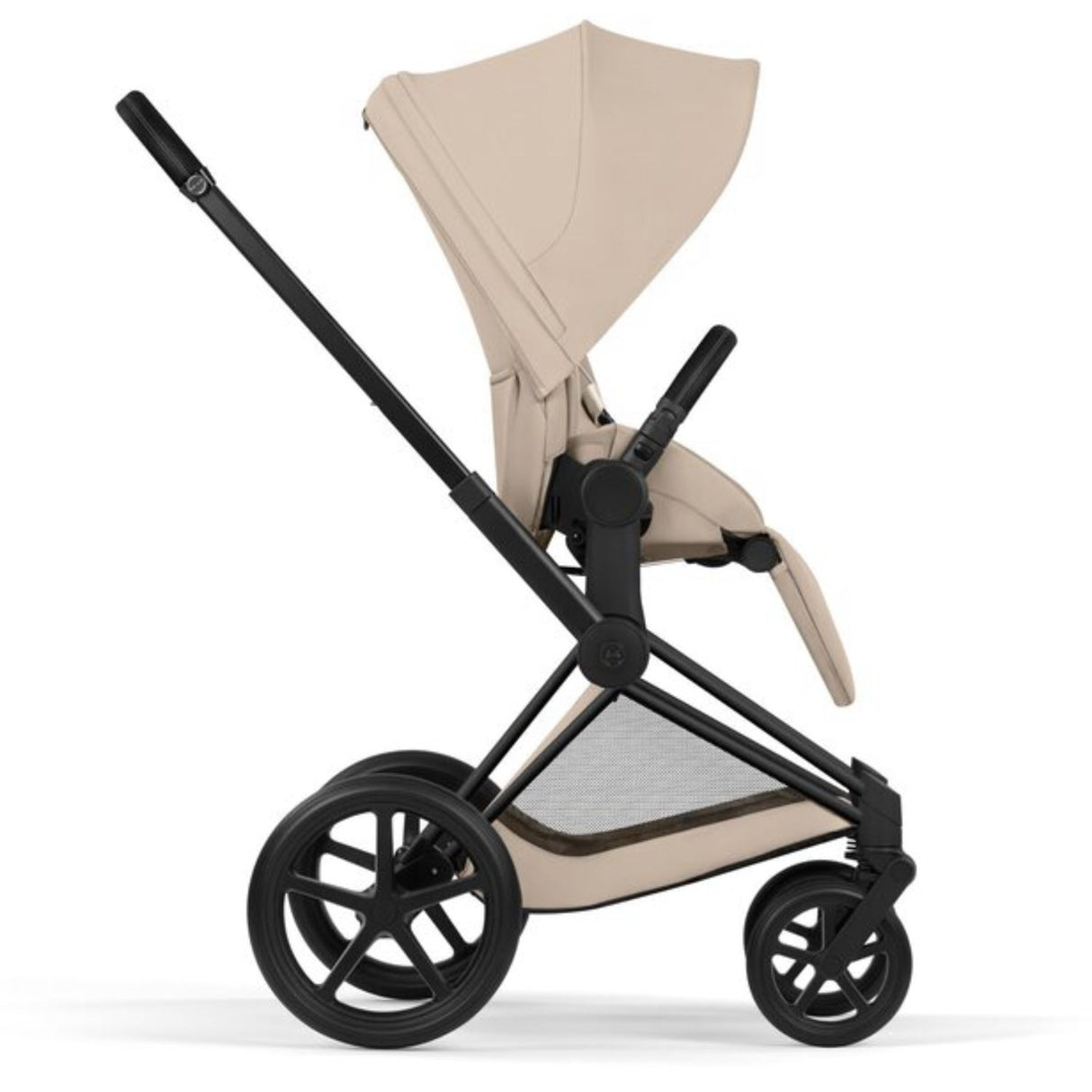 Cybex Cozy Beige/Beige Priam Comfort Matt Black Inklusiv Foldbar Liggedel