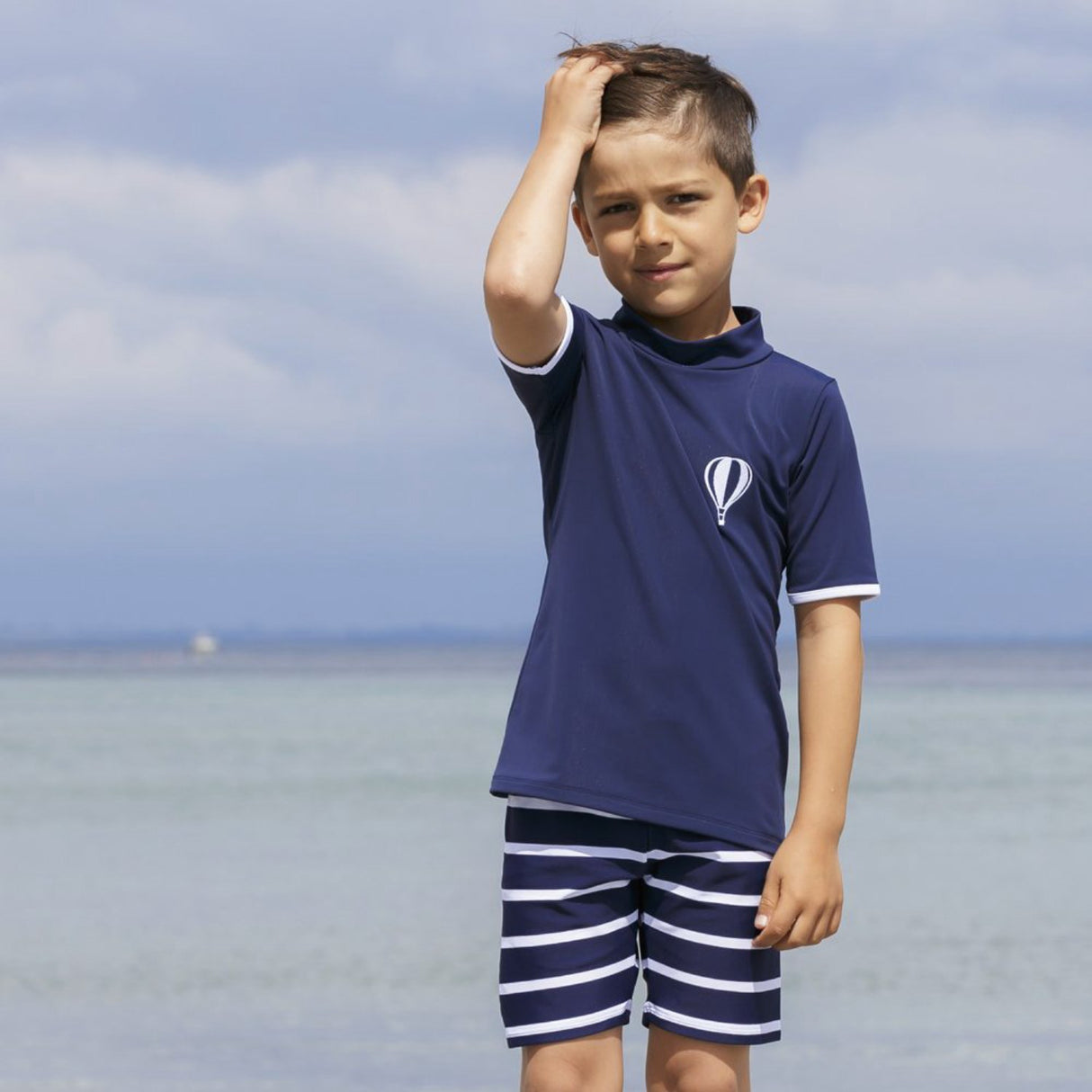 Petit Crabe Blue/White Alex Badeshorts
