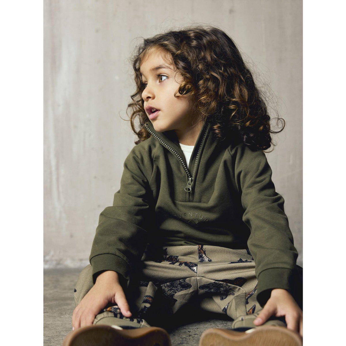 Name It Olive Night Nmmoscar Ls Nreg Half Zip Sweat Bru
