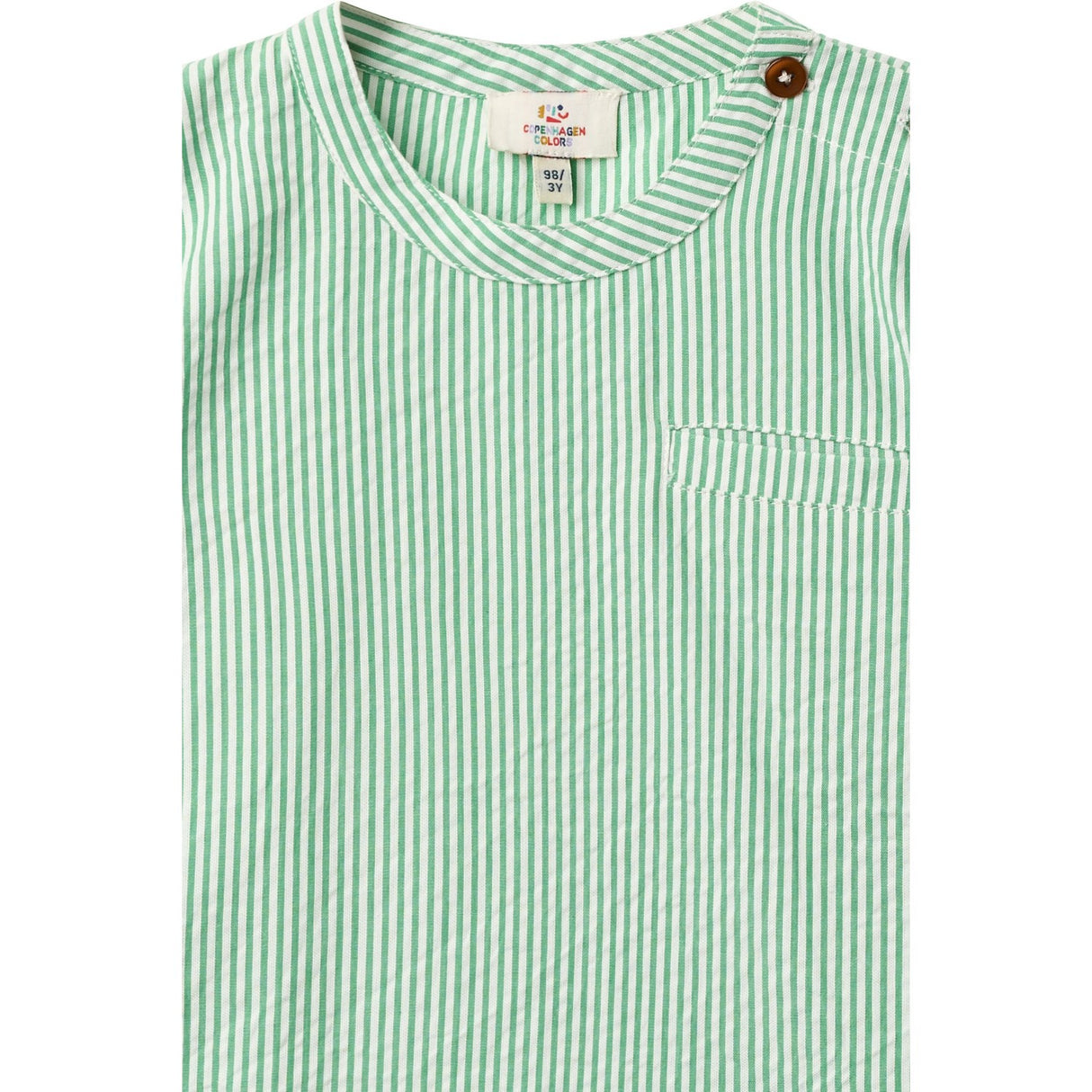 COPENHAGEN COLORS Sharp Green W Cream Stripe Seersucker Ss Bluse