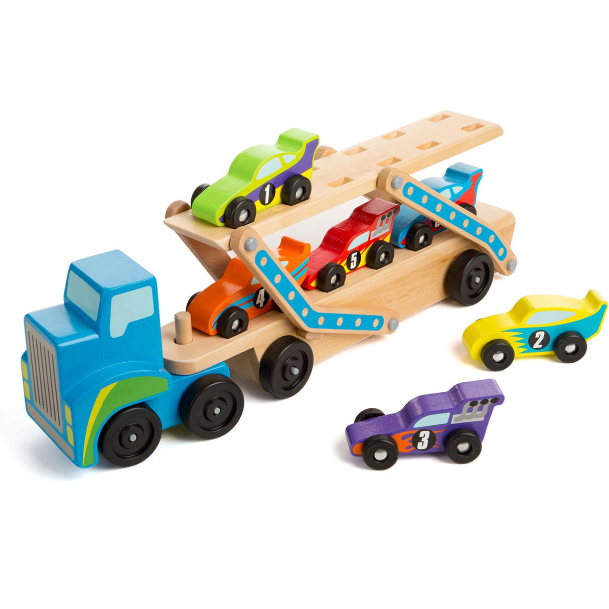 Melissa & Doug Multifarvet Biltransporter "Mega Racerbiler" Sett