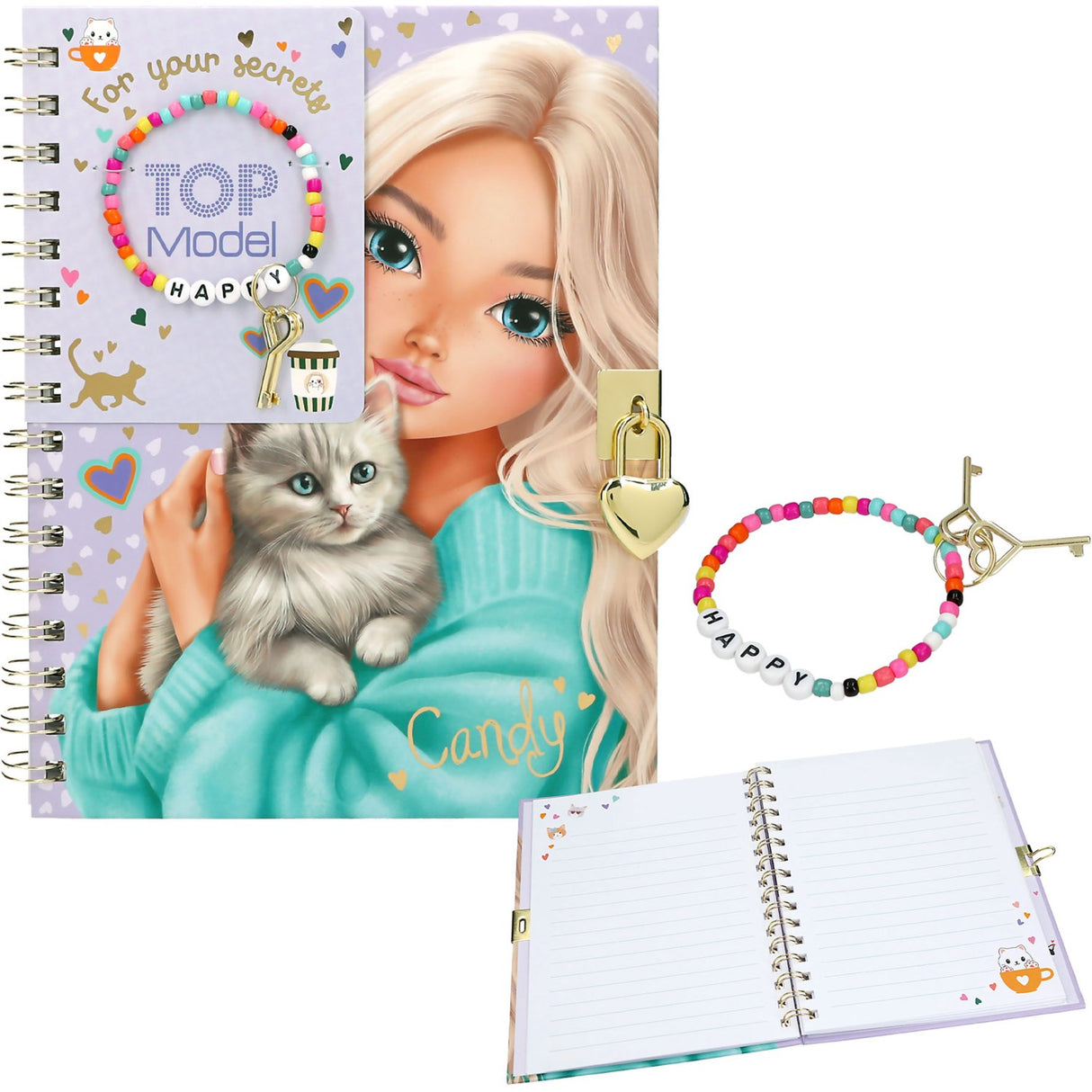 TOPModel Dagbok Med Padlock Og Bracelet