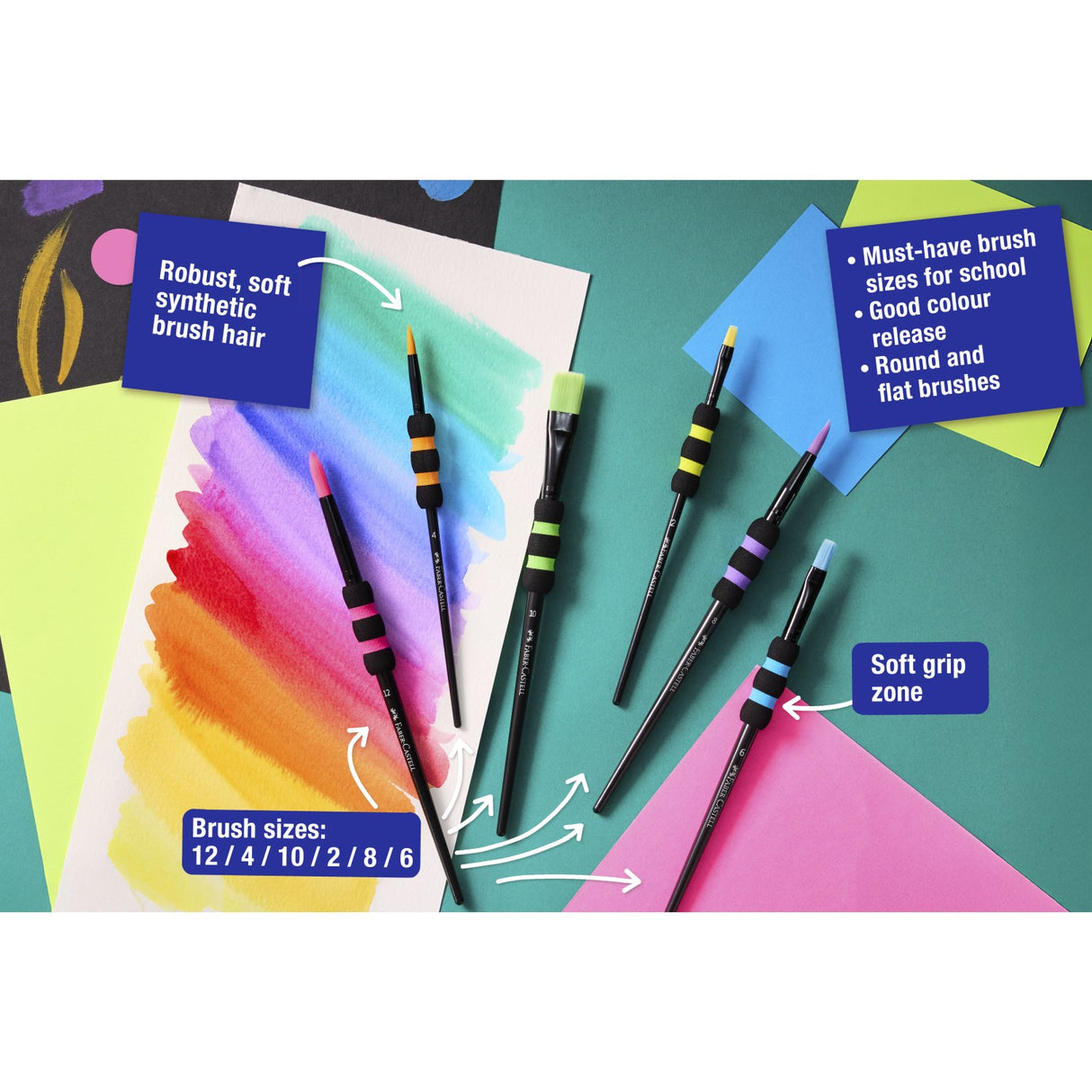 Faber-Castell børstesett med Soft Touch Grip, størrelse 6 BC