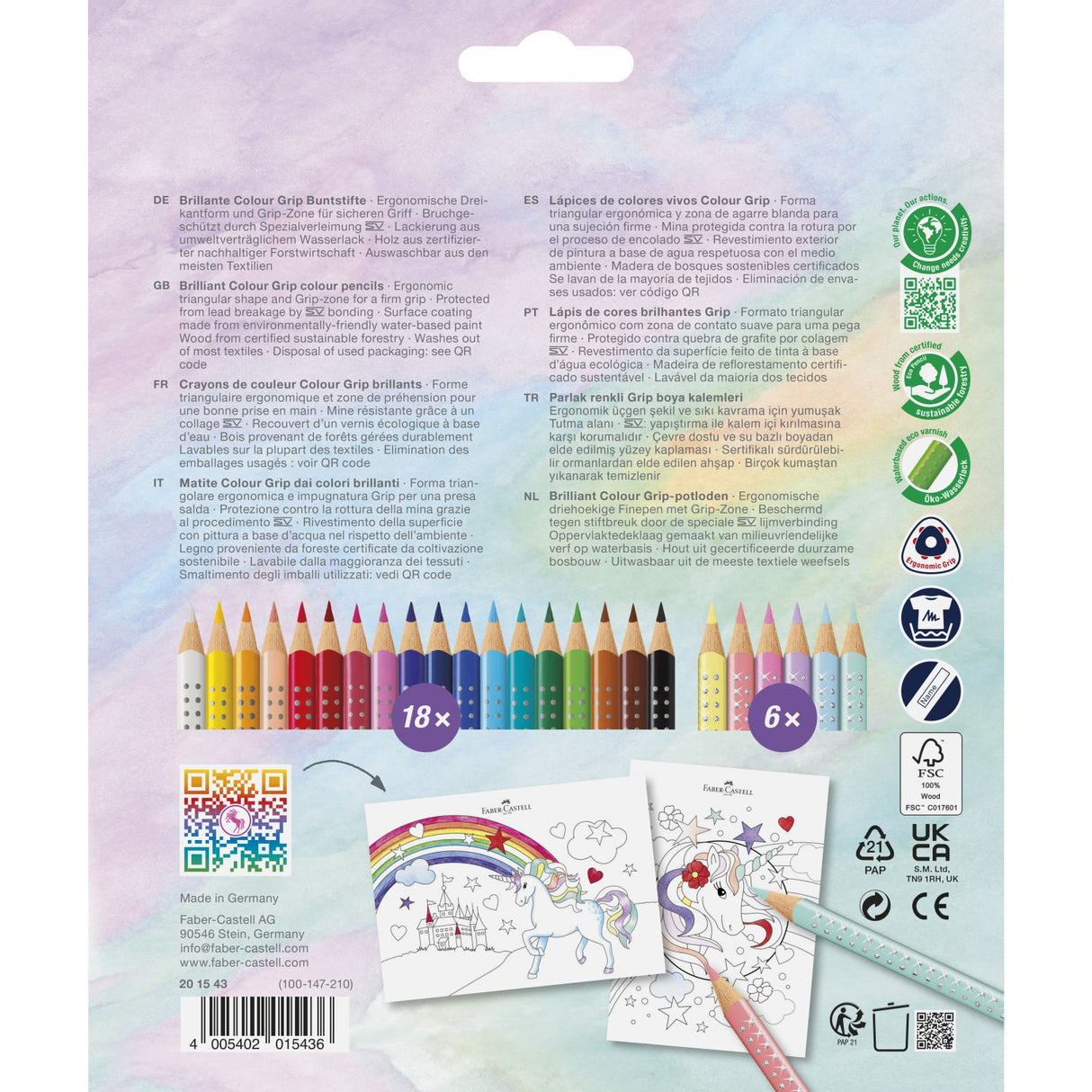 Faber-Castell 18+6 grep enhjørningfargestifter, Sparkle