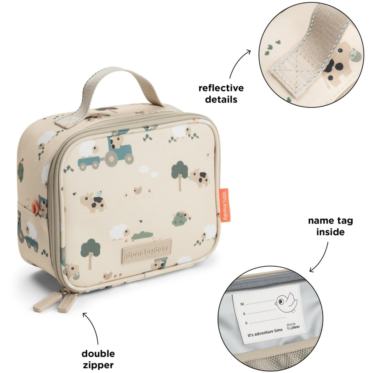 DonebyDeer Sand Tiny Farm Tiny Insulated Lunch Veske