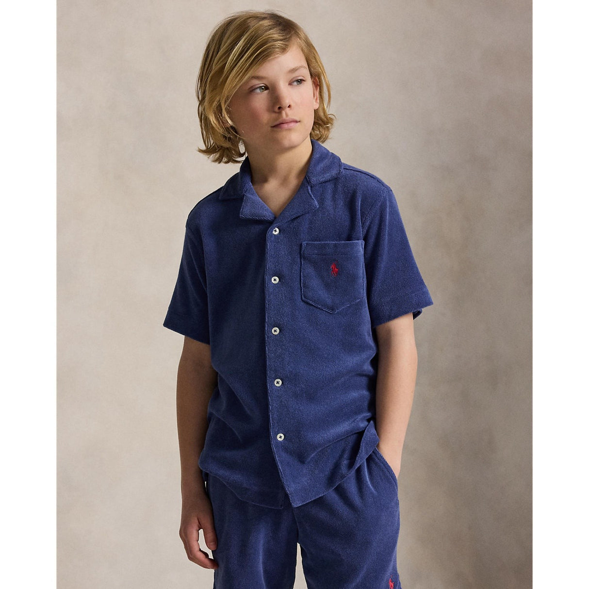 Polo Ralph Lauren Light Navy Knap Front Skjorte