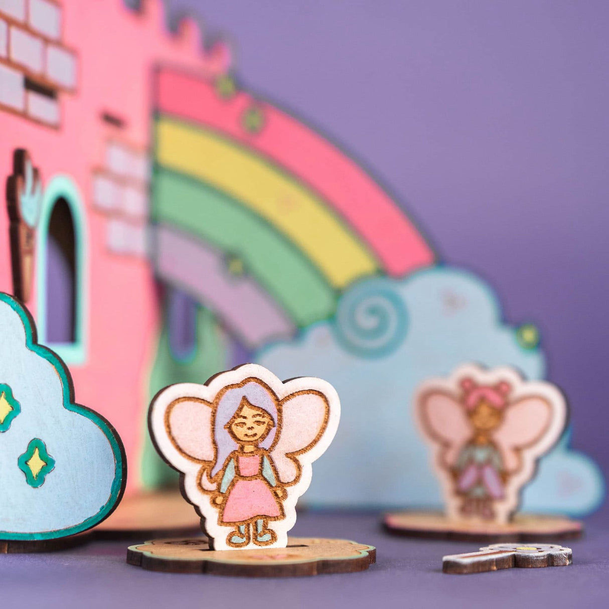 Crateit Unicorn Wooden Leketøy Dreamland Castle