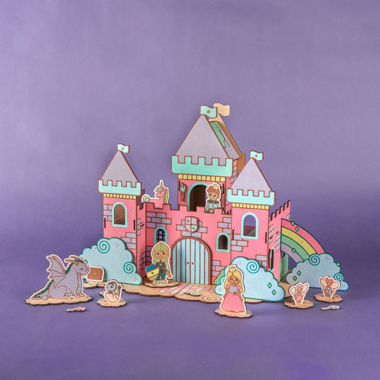 Crateit Unicorn Wooden Leketøy Dreamland Castle