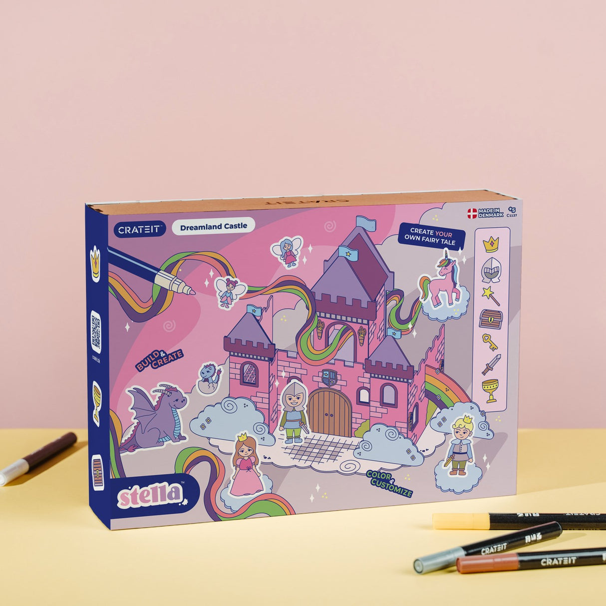 Crateit Unicorn Wooden Leketøy Dreamland Castle
