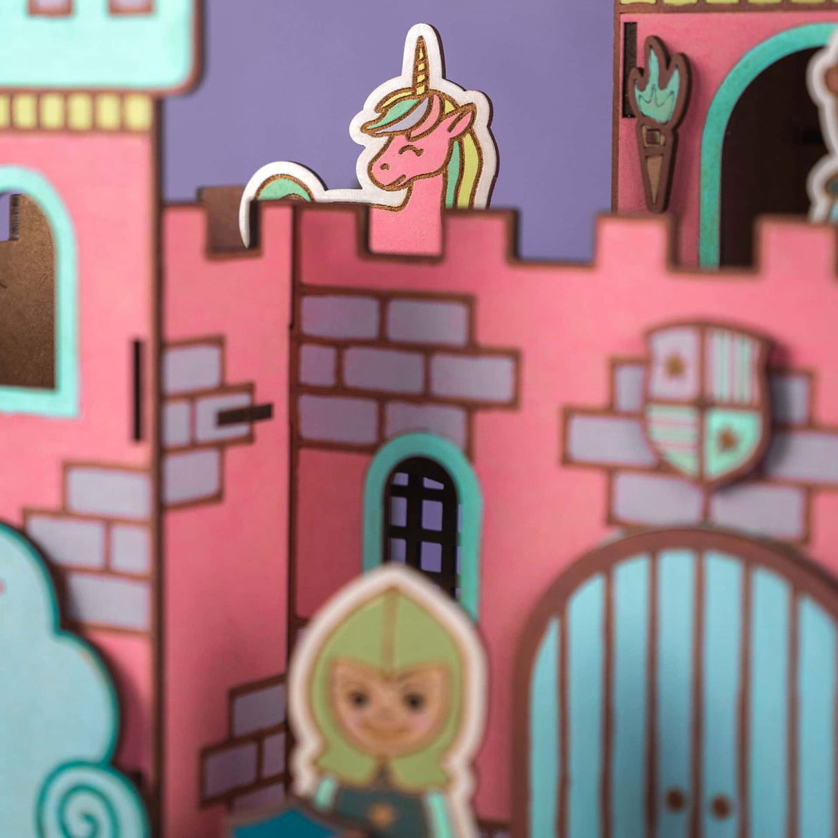 Crateit Unicorn Wooden Leketøy Dreamland Castle