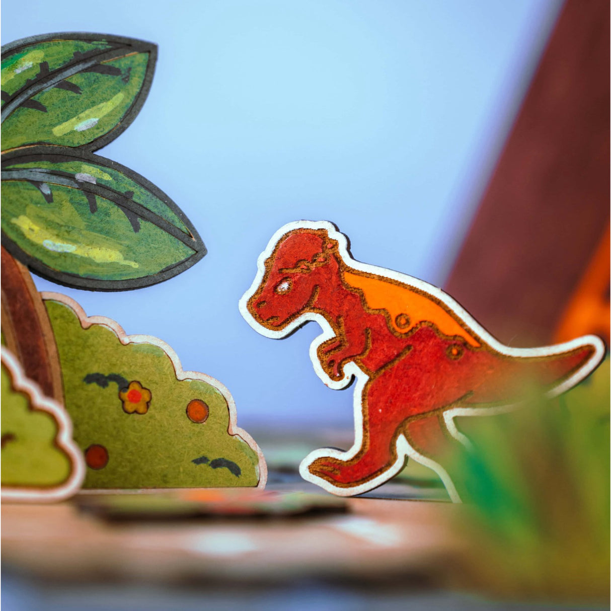 Crateit Dinosaur Wooden Leketøy Volcano Escape