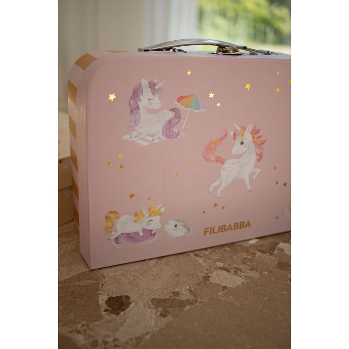 FILIBABBA Unicorn Shores Kuffertsæt Til Leg Og Oppbevaring 2 Pakke