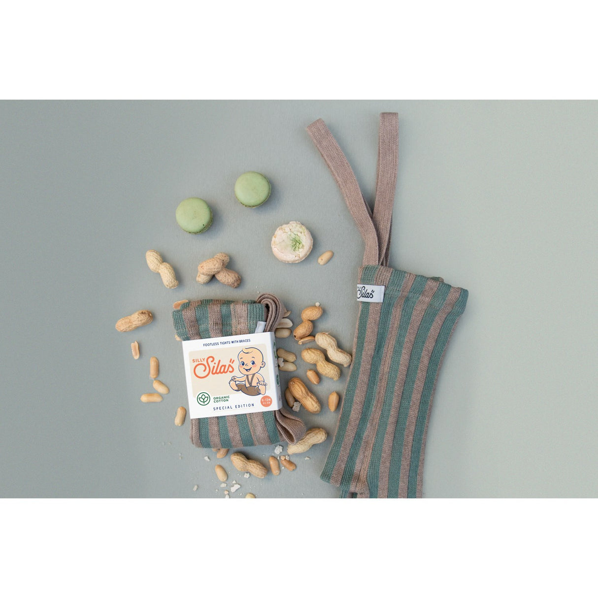 Silly Silas Matcha X Peanut Striped Footless Strømpebukser Special Edition