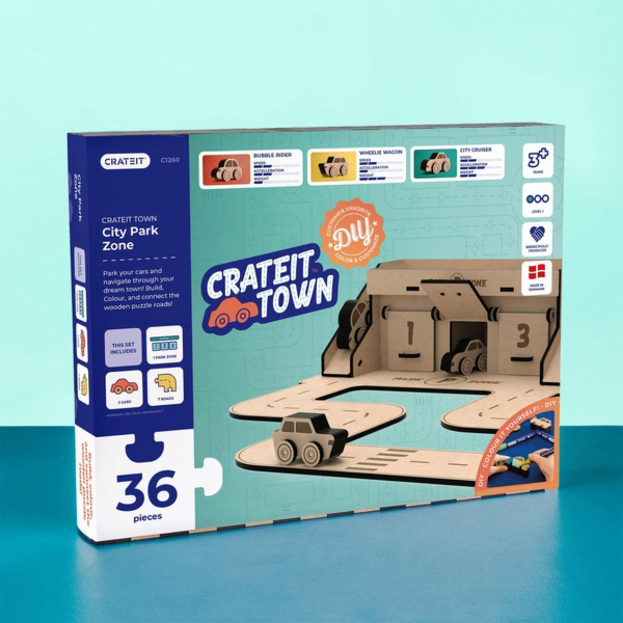 Crateit Town Wooden Leketøy City Park Zone