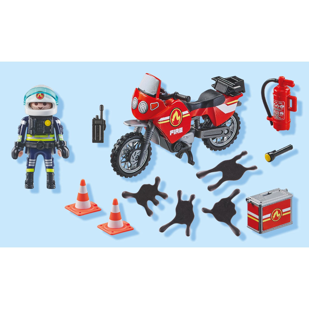 Playmobil® Fire Motorcycle & Oil Spill Incident