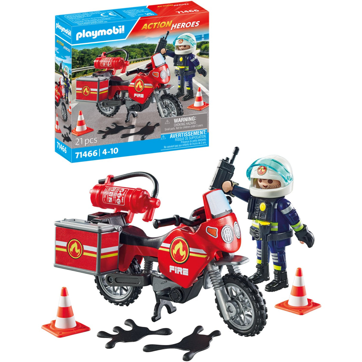 Playmobil® Fire Motorcycle & Oil Spill Incident