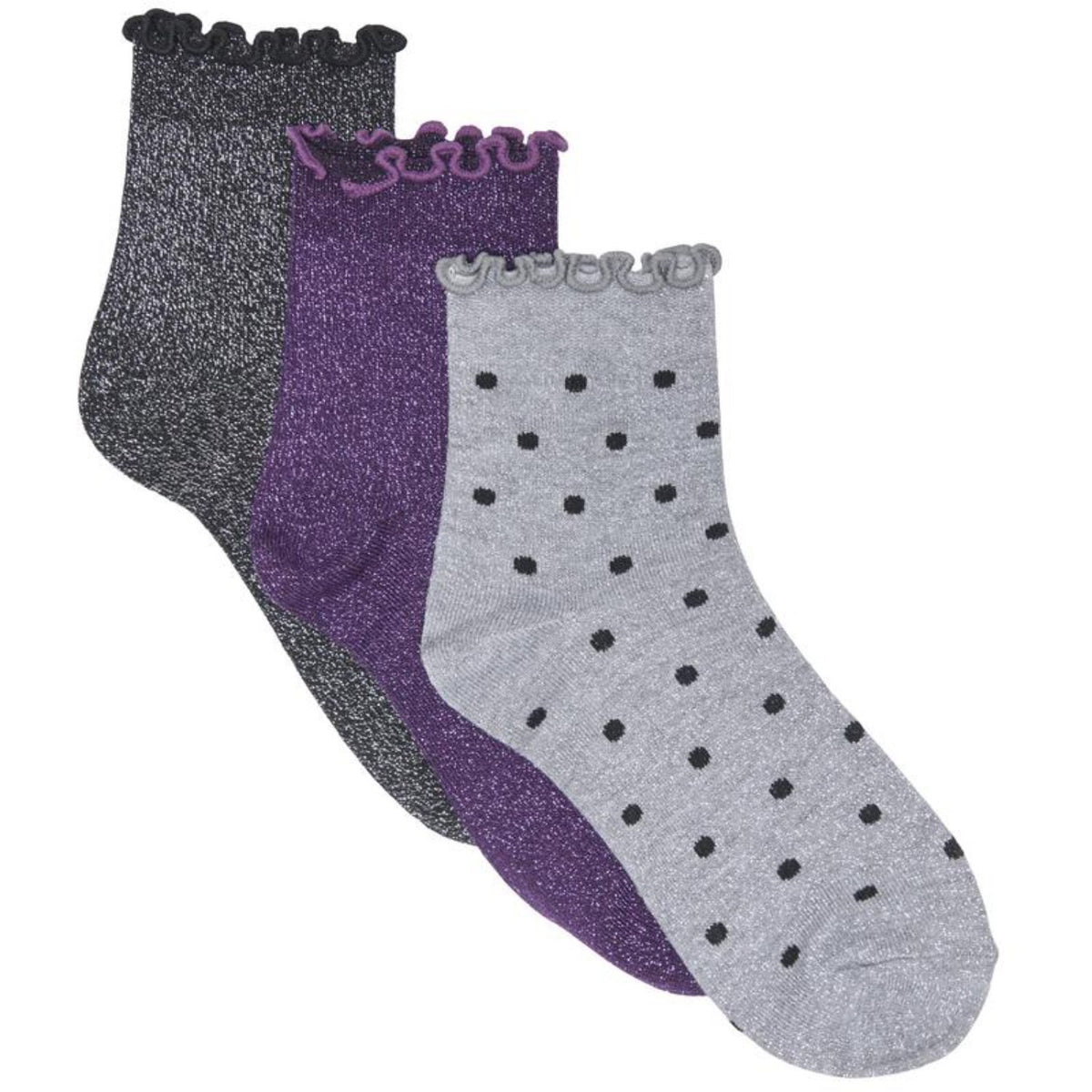 kids ONLY Black Kogfiona Glitter Strømper 3-Pakning Acc
