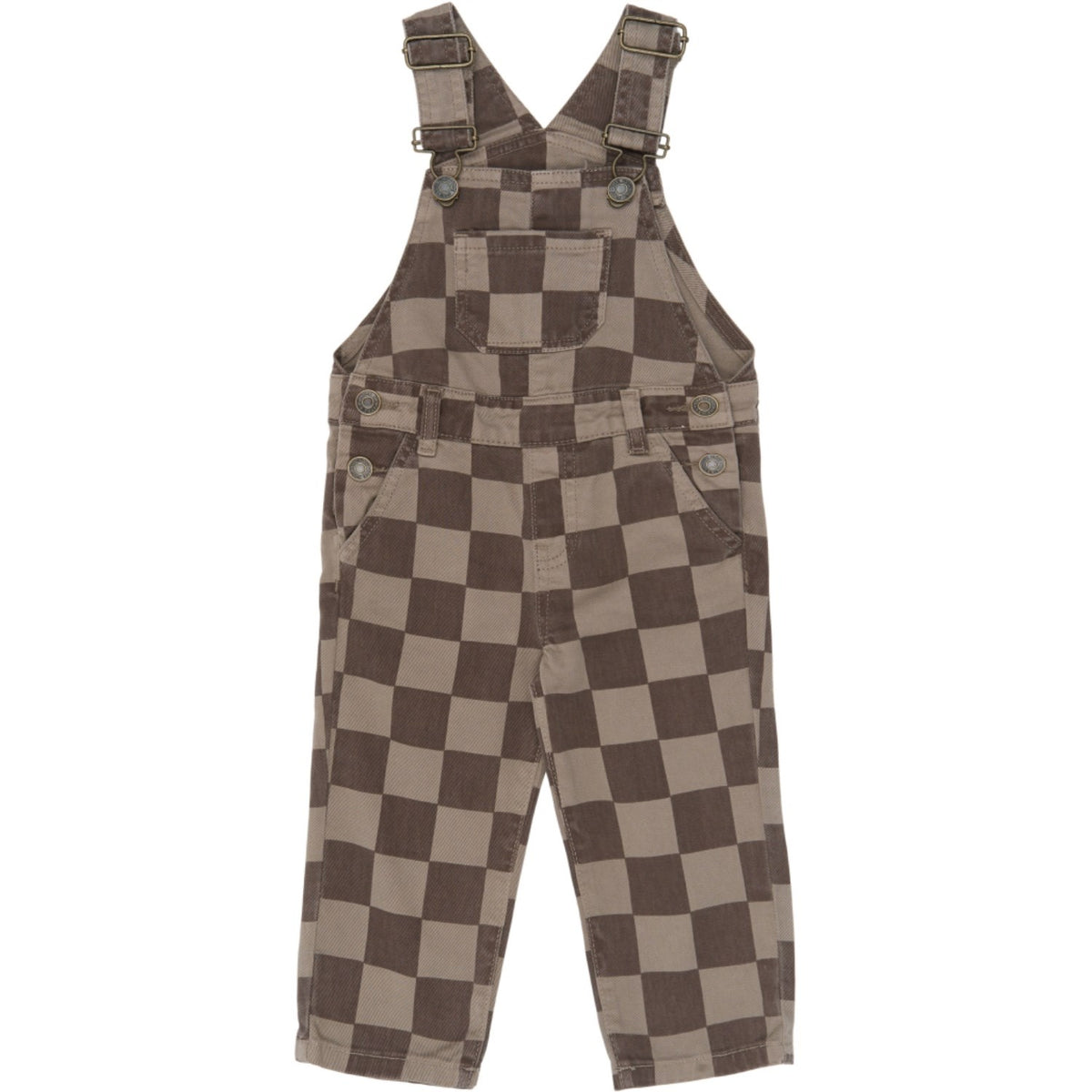 THE NEW Siblings Taupe Gray Check Tn Tnstvondell Denim Dungarees