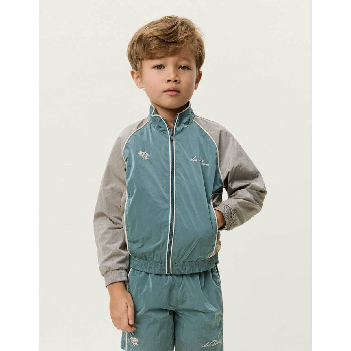 Les Deux Kids Tea Green Shiny Crisp Track Jakke KIDS