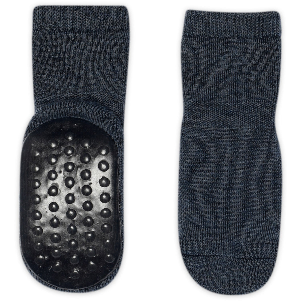 Gobabygo Dark Denim Melange Ull Strømper Anti-Slip
