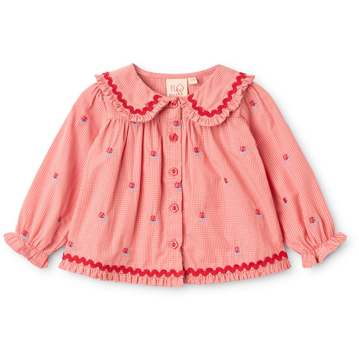 Flöss Pink Rose Gingham Sonja Bluse