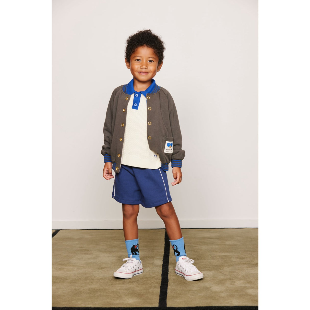 Mini Rodini Off-White Cable Strikk Polo Skjorte