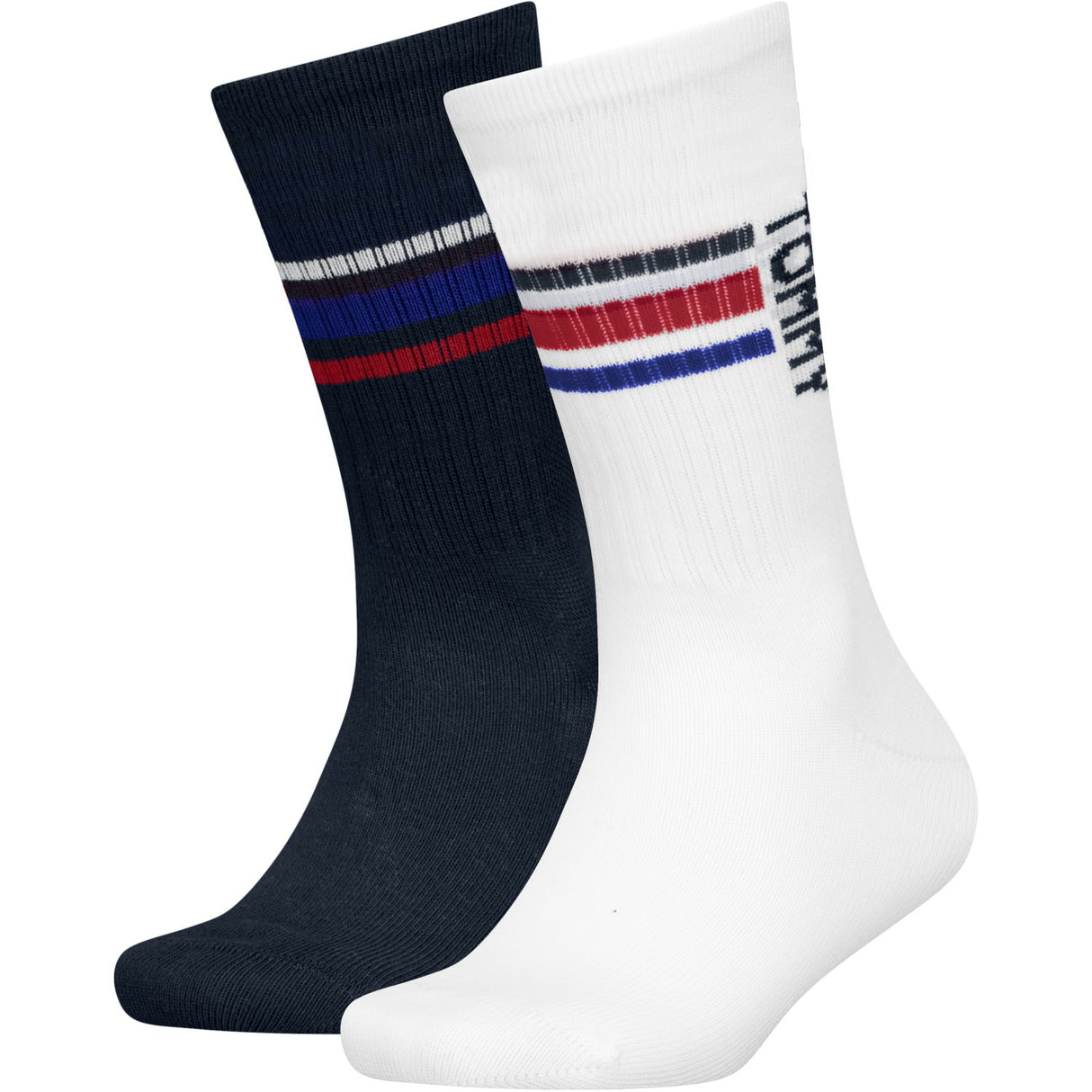 Tommy Hilfiger White Kids Strømper 2-Pakning Sport Stripe Tommy