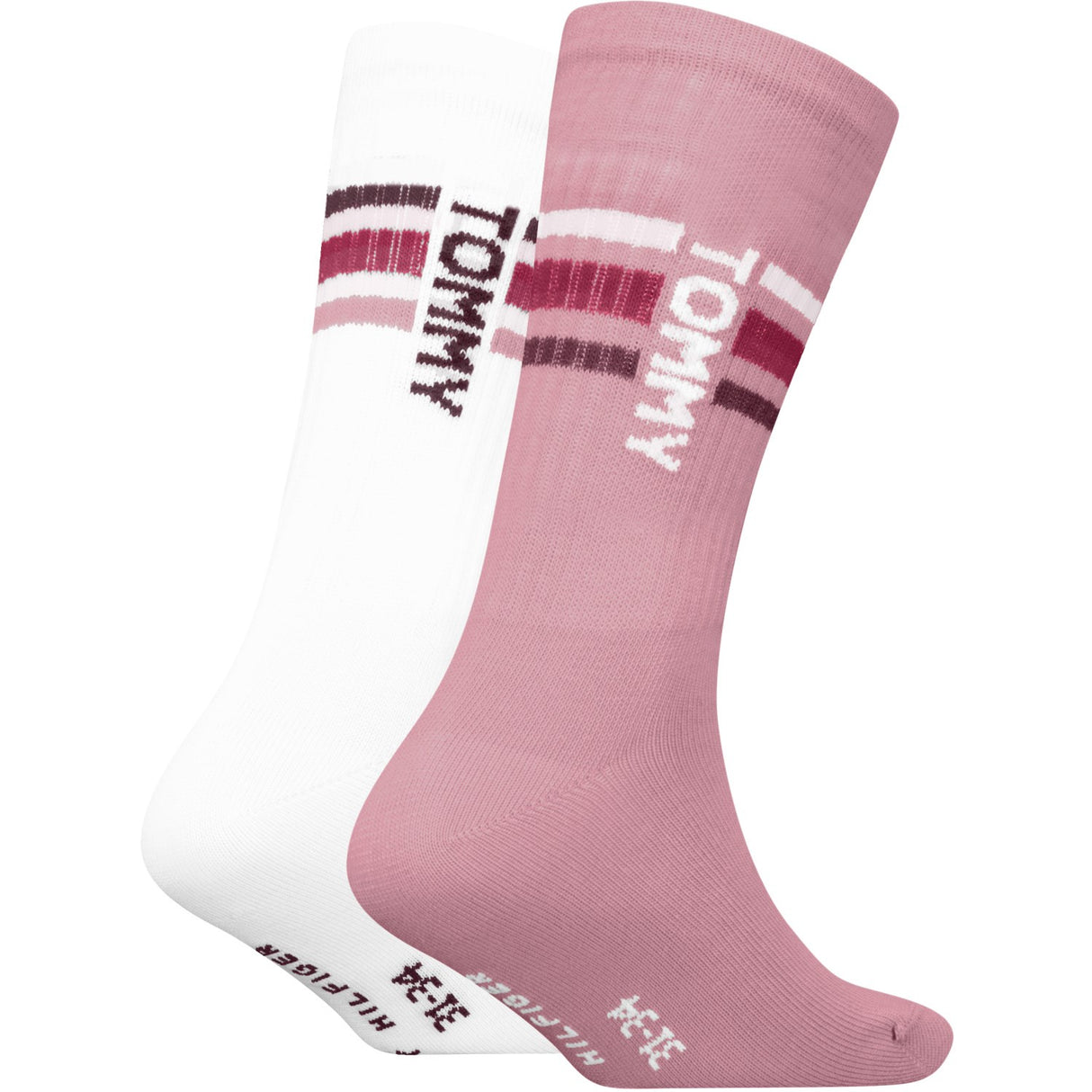 Tommy Hilfiger Pink Kids Strømper 2-Pakning Sport Stripe Tommy