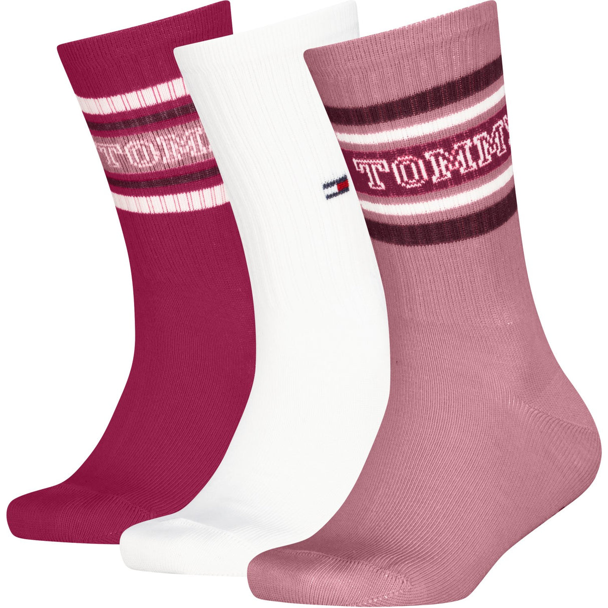 Tommy Hilfiger Pink Kids Strømper 3-Pakning Varsity Tommy