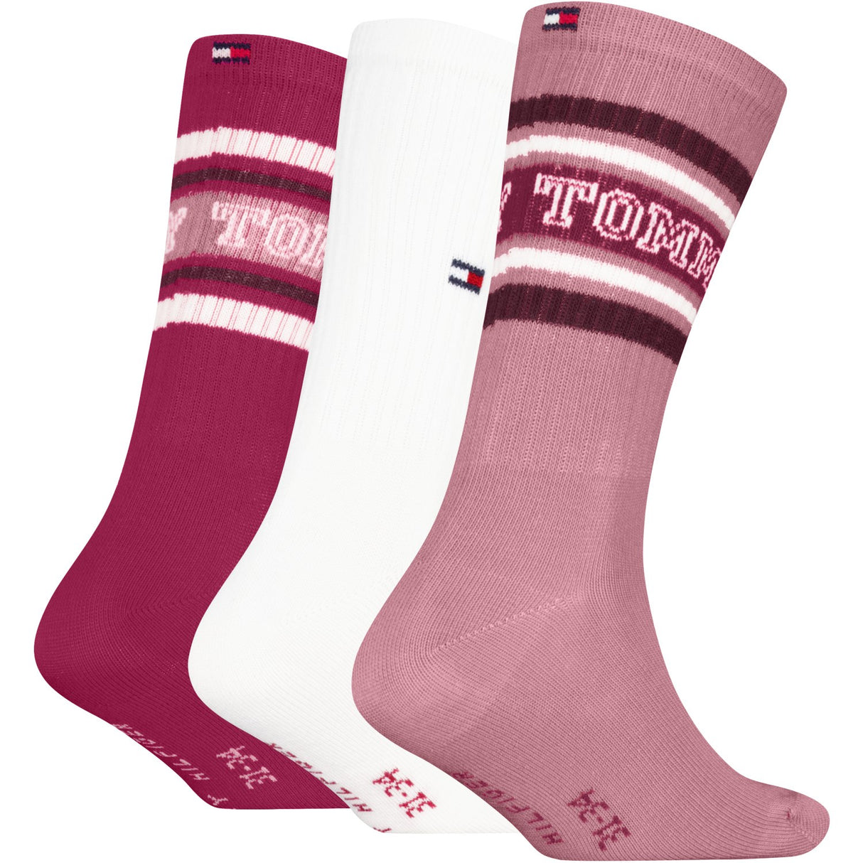 Tommy Hilfiger Pink Kids Strømper 3-Pakning Varsity Tommy