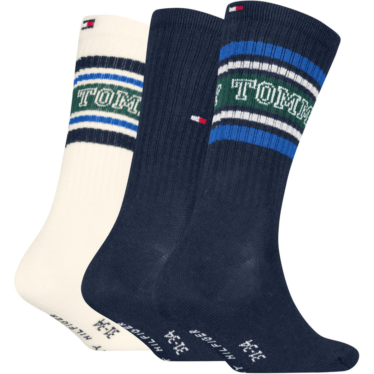 Tommy Hilfiger Navy Kids Strømper 3-Pakning Varsity Tommy