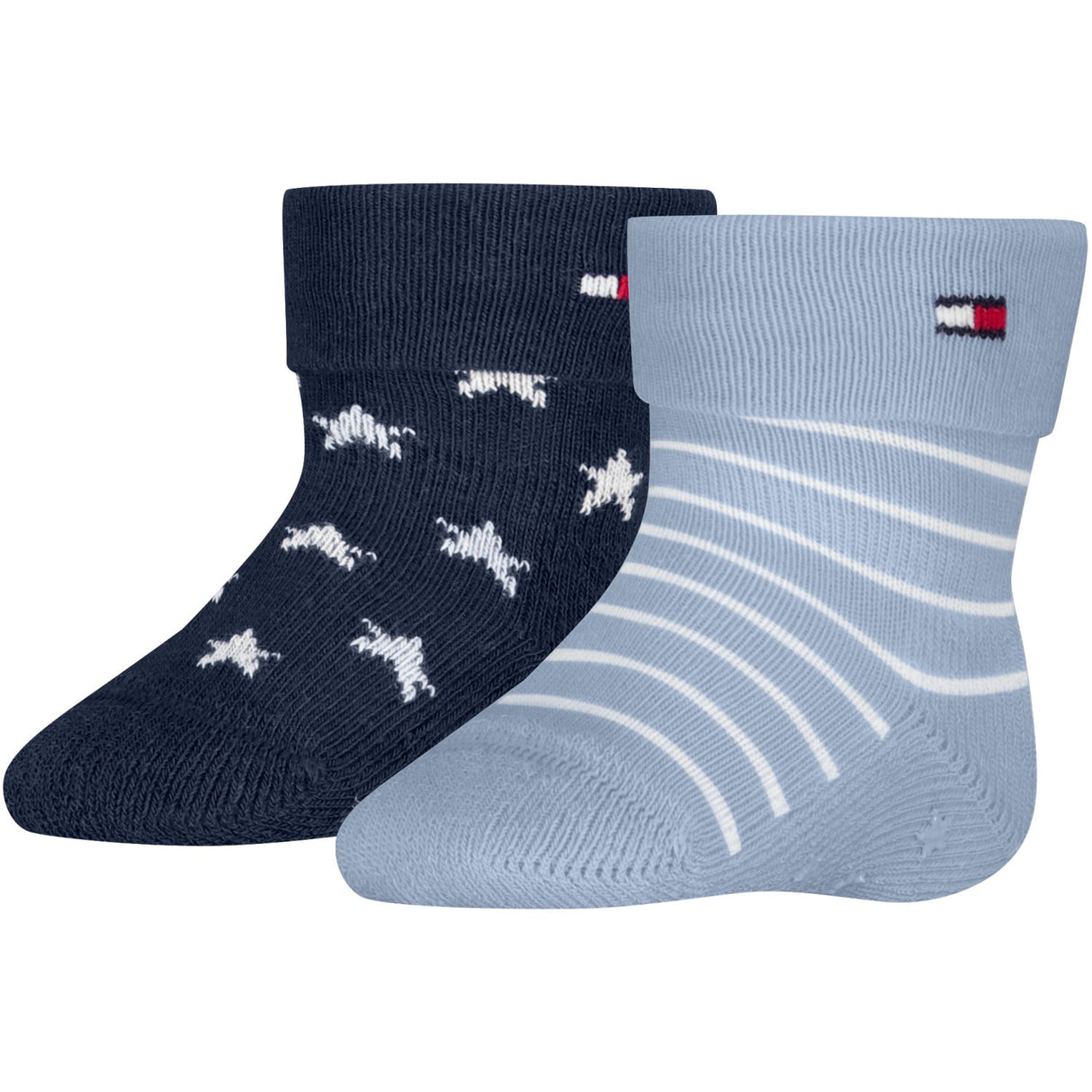 Tommy Hilfiger Light Blue Baby Strømper 2-Pakning Fold Over Abs