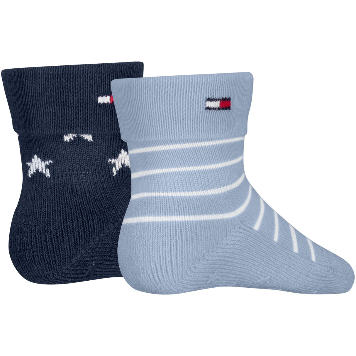 Tommy Hilfiger Light Blue Baby Strømper 2-Pakning Fold Over Abs
