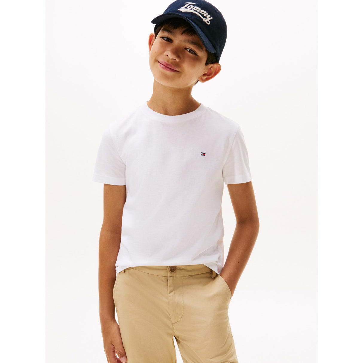 Tommy Hilfiger White Essential Bomull Reg Fit Tee Ss