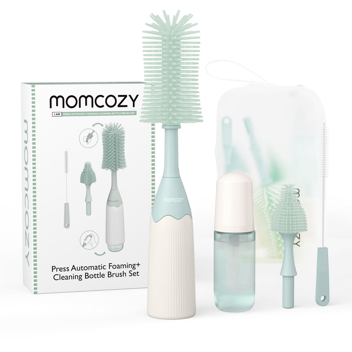 Momcozy Green Push-Press Design Flaske Brush Kit