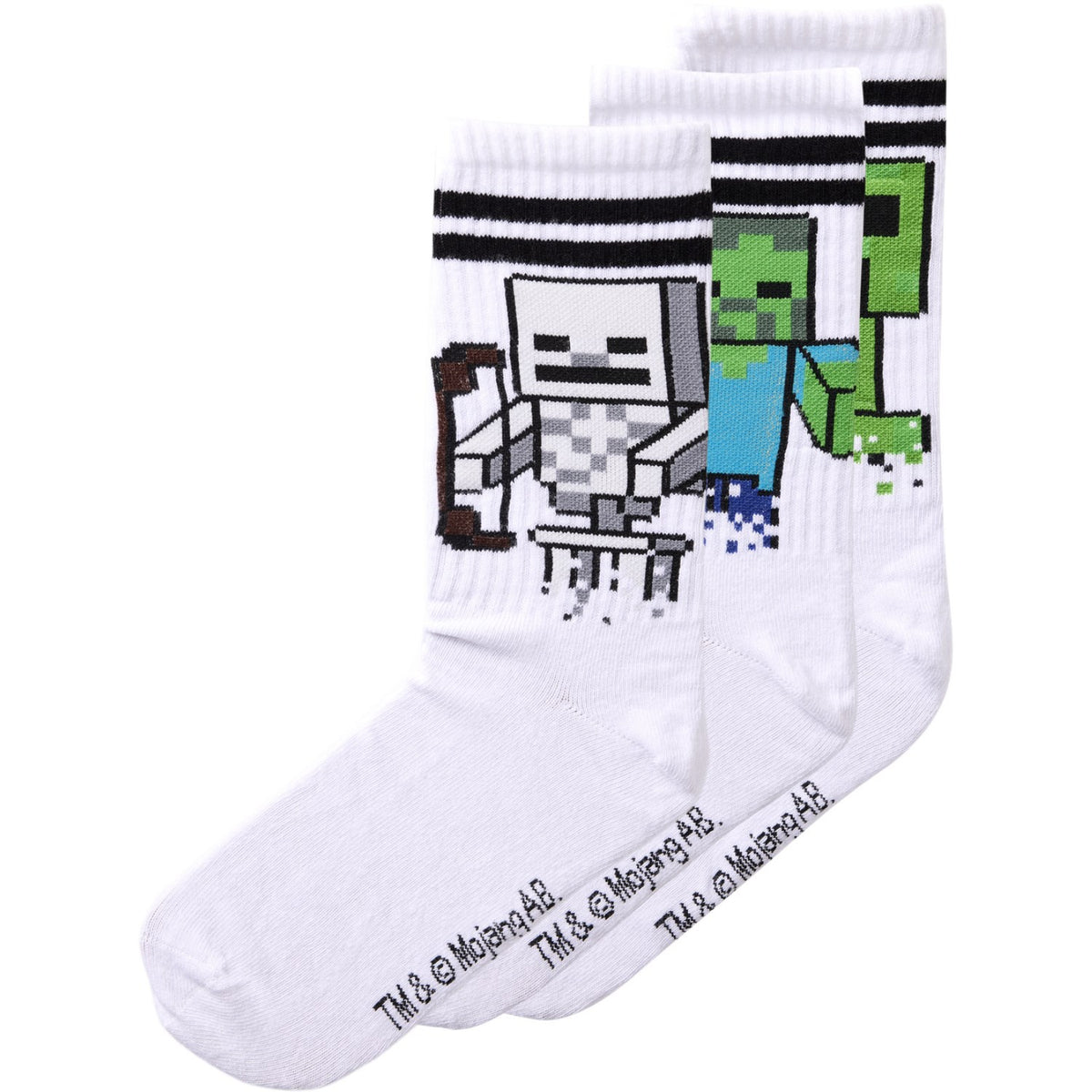 Name It Bright White Nkmnihat Minecraft 3-Pakning Strømper Bfu
