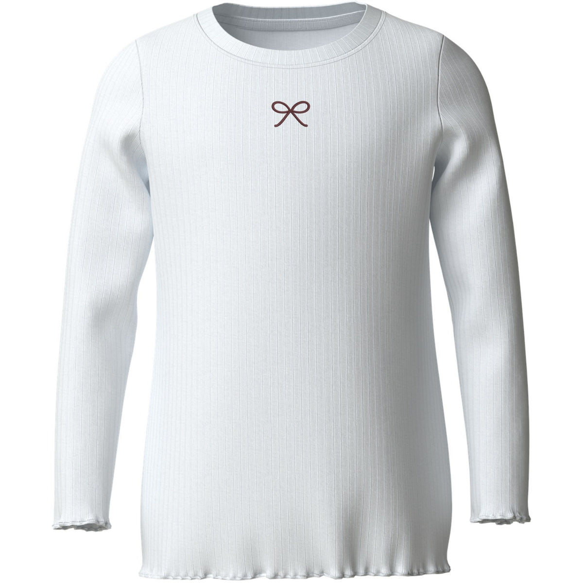 Name It Bright White Bow Embroidery Nkfvemma Glitter Ls Slim Topp