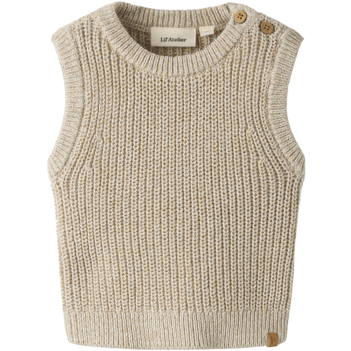Lil'Atelier White Pepper Melange Nbmrokkos Strikk Vest Lil